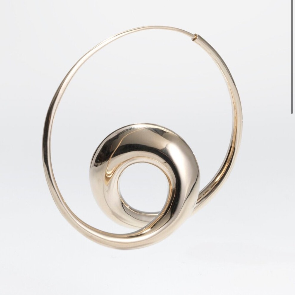 Michael Good 18K Solid Gold Curly Hoop Single Loop Earrings - Medium 1.25” - Picture 4 of 4